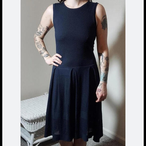 JOHN + JENN navy mesh A-line dress nwt - Picture 1 of 7